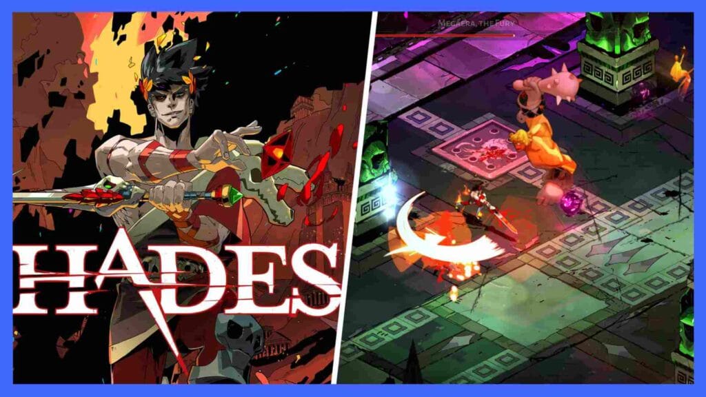 Image showing boxart and screenshots from Hades.