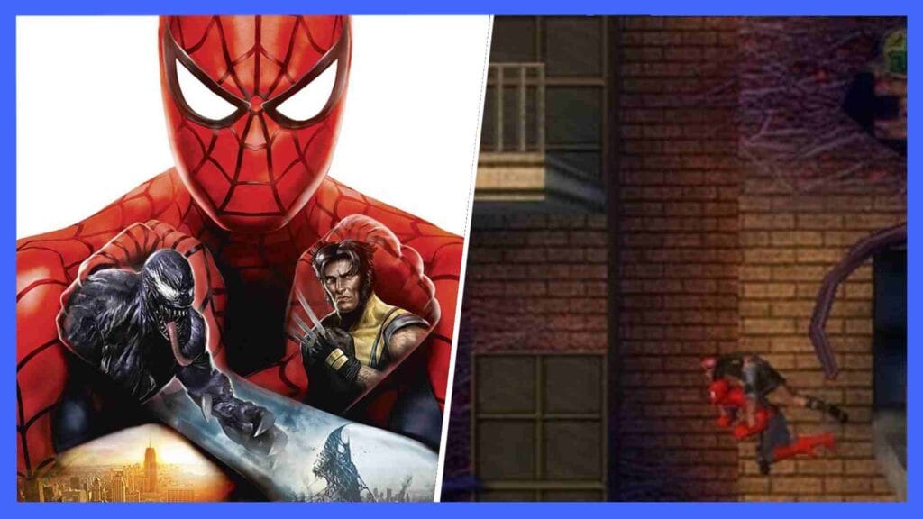 Image showing the cover art and a screenshot of Spider-Man Web of Shadows