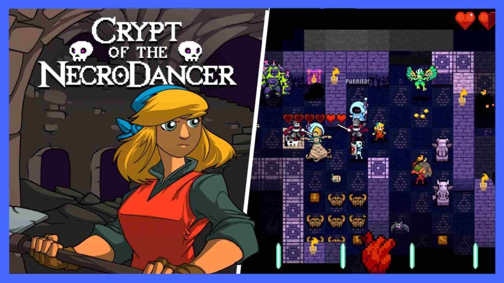 Image showing boxart and screenshots from Crypt of the Necrodancer.