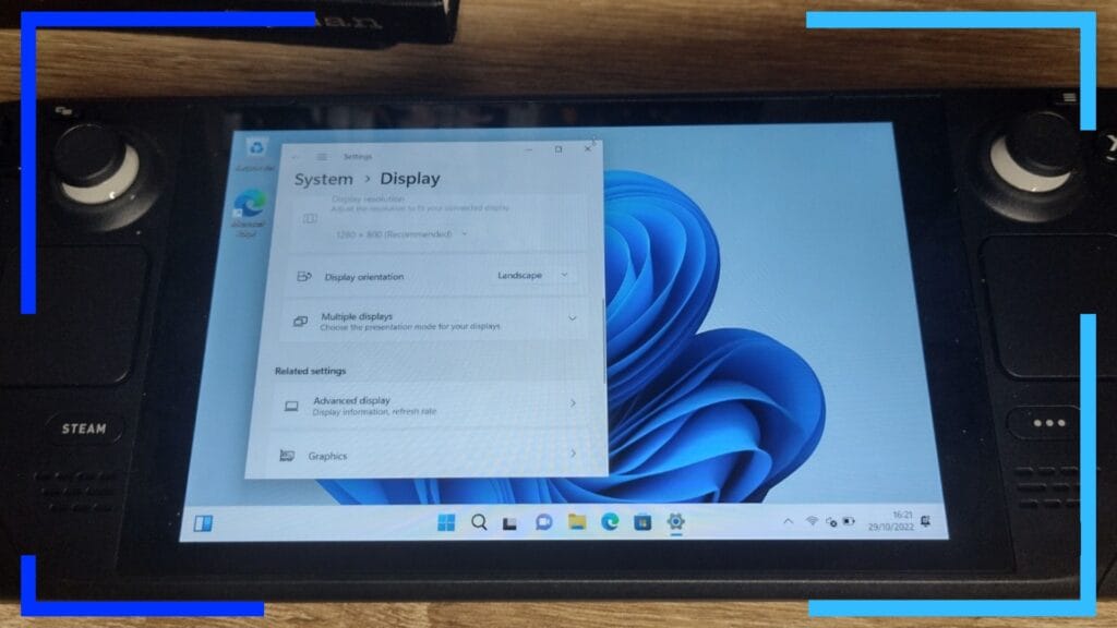 The Windows Steam Deck after rotation.
