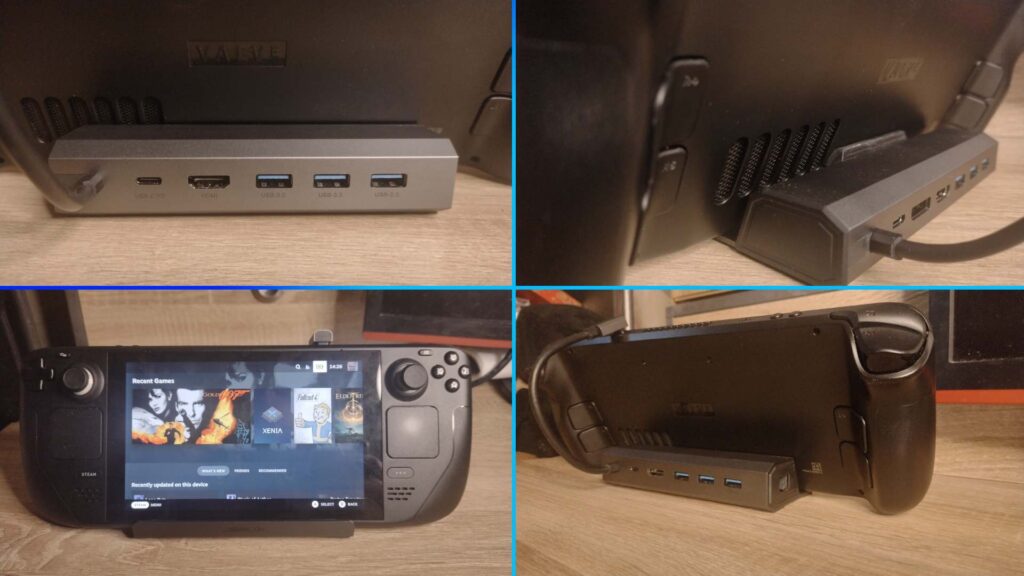 Four photos of the JSAUX HB702 dock.