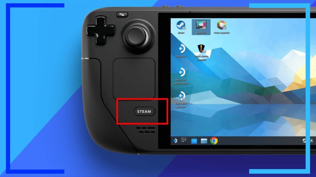 Red box highlighting where the Steam button is located.