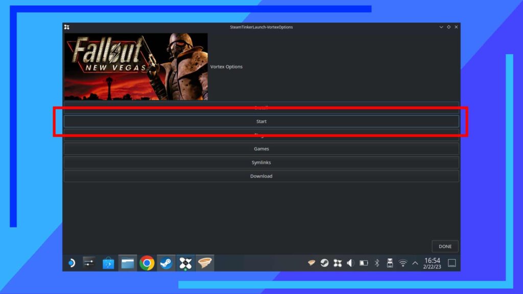 Screenshot of SteamTinkerLaunch with a red box on the install button.