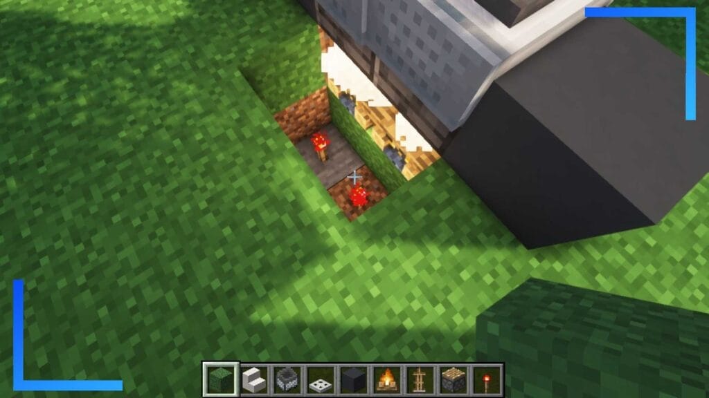 Screenshot showing a hole with two redstone torches inside.