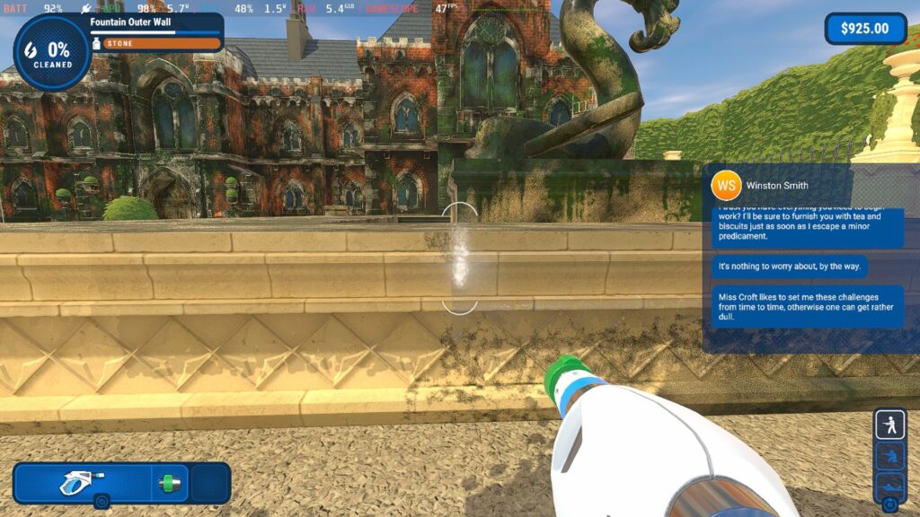 Another screenshot from PowerWash Simulator on Steam Deck showing a clean surface.