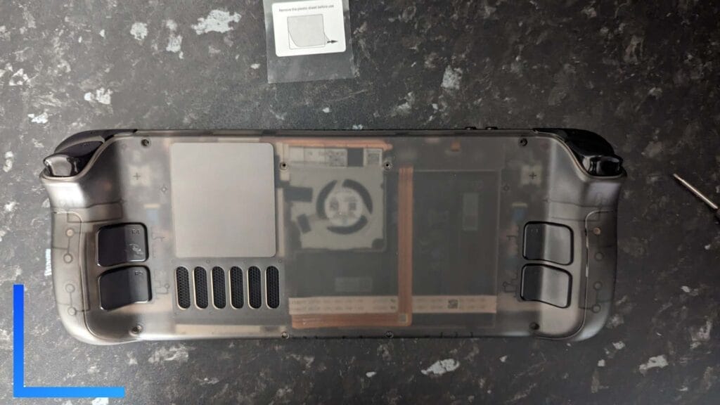 Photo of the JSAUX Steam Deck backplate.