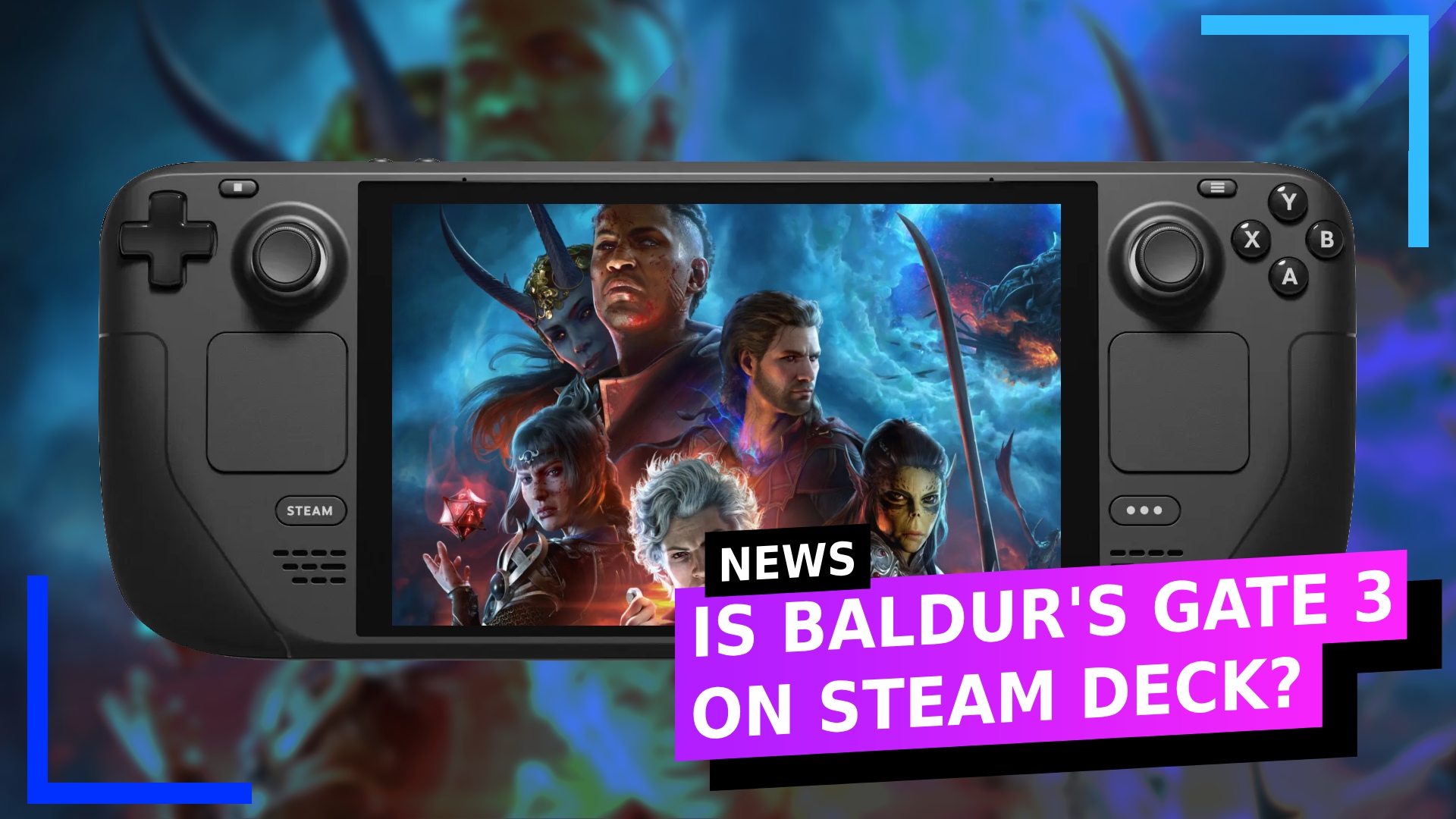 Text reads: Is Baldur's Gate 3 on Steam Deck?