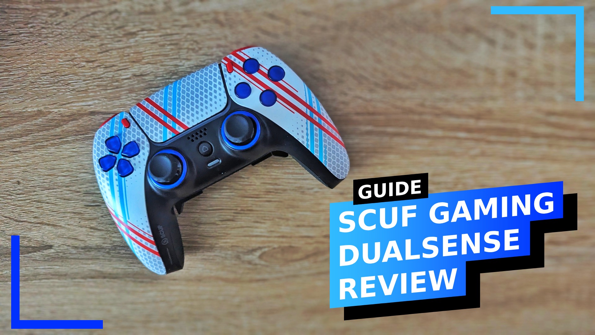 Text reads: Scuf Gaming Dualsense review.