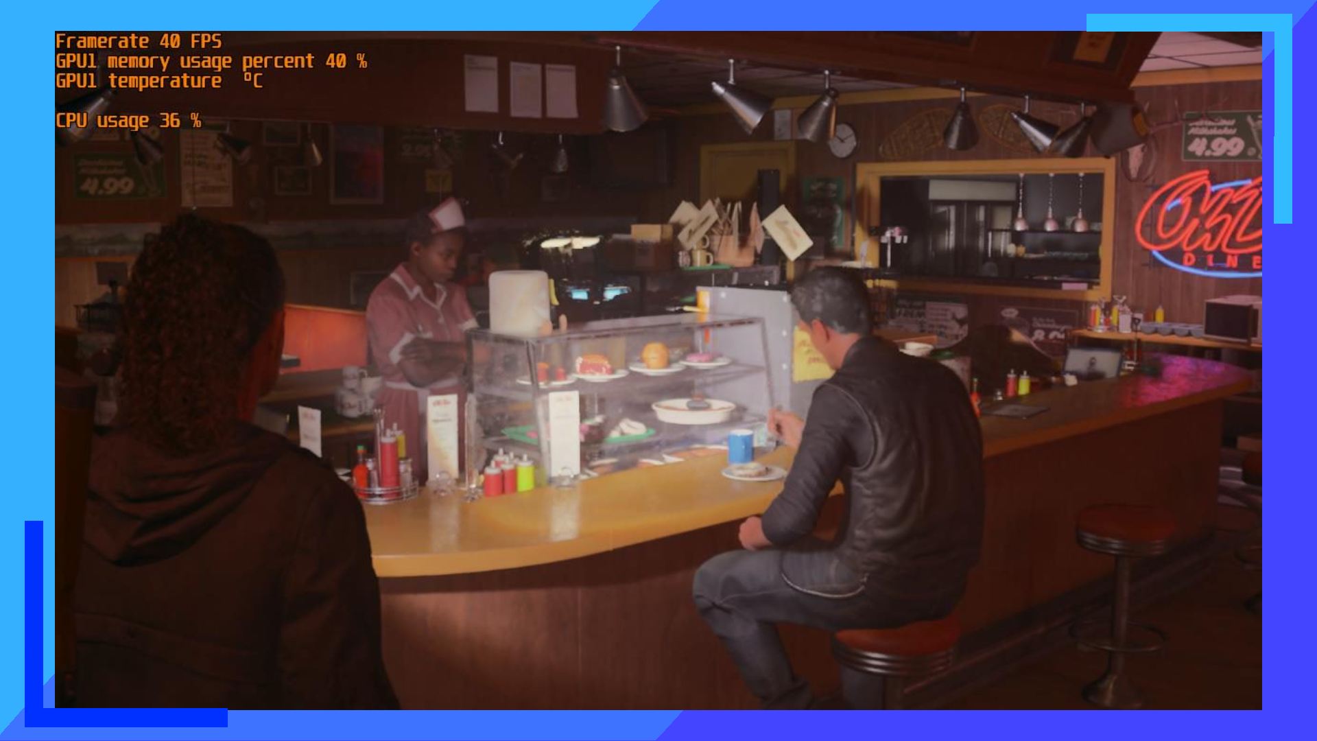 Saga Andersen in Alan Wake 2 shines a torch in an American diner.