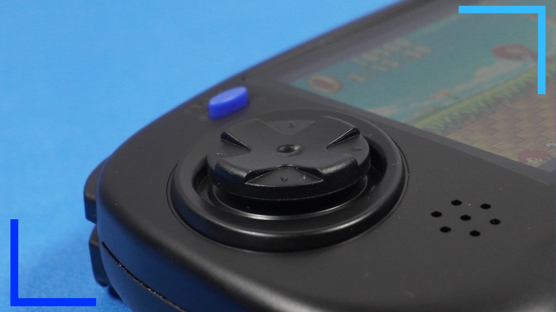 Close up photo showing the eight-way d-pad.