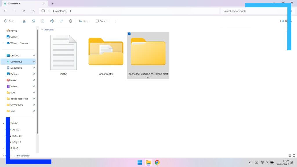 Screenshot showing the three files in their extracted form.