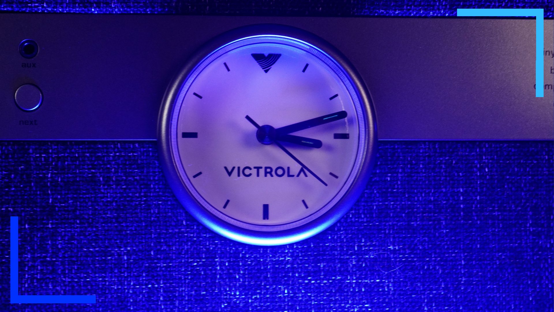 Photo of the main clock face on the Victrola Century.